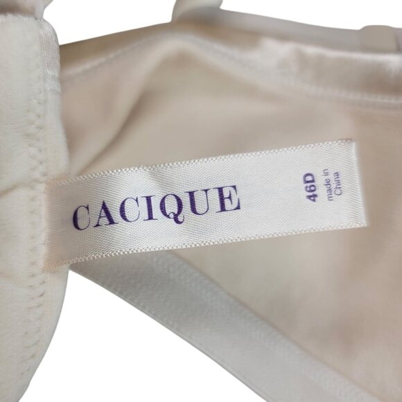 Cacique Plunge T Shirt Bra Tan 46D Seamless Adj Strap Satin Straps Lightly Lined - Picture 8 of 9